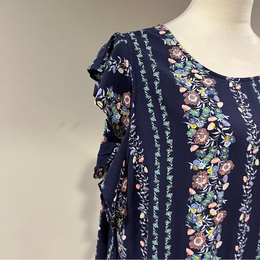 Old Navy Floral Stripe Cap-Sleeve Shift Dress size extra large - Picture 3 of 11